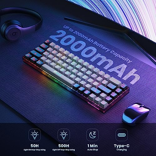 GEODMAER 65% Wireless Gaming Keyboard, Rechargeable Backlit Gaming Keyboard, Ultra-Compact Mini Mechanical Feel Anti-ghosting Keyboard for PC Laptop PS5 PS4 Xbox One Mac Gamer (Gray-Black)