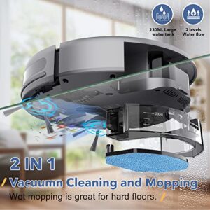 MAMNV Robot Vacuum and Mop Combo, WiFi/App/Alexa, Robotic Vacuum Cleaner with Schedule, 2 in 1 Mopping Robot Vacuum with 230ML Water Tank, Self-Charging, Slim, Ideal for Hard Floor, Pet Hair, Carpet