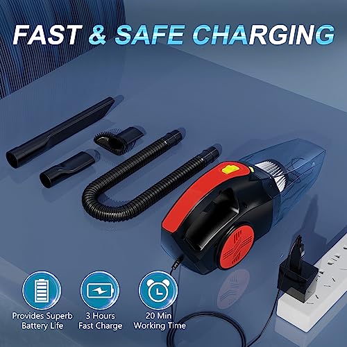 CSCL Handheld Vacuum Cordless Car Vacuum Cleaner, 120W High Power Rechargeable Handheld Car Vacuum with Strong Suction, Portable Wireless Hand Held Vacuum Cleaner Wet Dry for Car, Home, Pet Hair