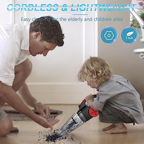 CSCL Handheld Vacuum Cordless Car Vacuum Cleaner, 120W High Power Rechargeable Handheld Car Vacuum with Strong Suction, Portable Wireless Hand Held Vacuum Cleaner Wet Dry for Car, Home, Pet Hair