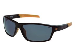 cat caterpillar 8020 men's polarized sport wrap front sunglasses, matte black, 66 mm