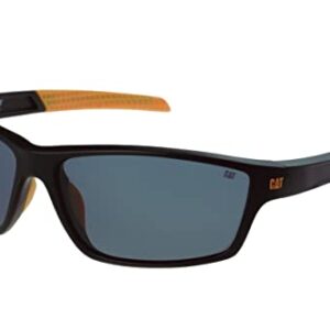 Cat CATERPILLAR 8020 Men's Polarized Sport Wrap Front Sunglasses, Matte Black, 66 mm