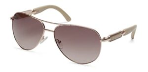 guess factory women's metal sunglasses pilot, shiny rose gold/gradient brown, 60mm