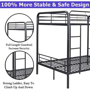 Movdevy Metal Bunk beds, Full Over Full Bunk Beds for Kids Adults,Modern Bunk Beds Full Over Full with Safety Guard Rail, Heavy Duty Full Over Full Bunk Beds,Convertible Full Size Bunk Bed (Gunmetal)