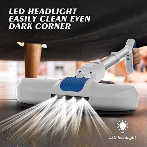 AlfaBot Electric Mop for Floor Cleaning, Cordless Spin Mop with Water Sprayer and LED Headlight, Super Quite & Rechargeable Floor Scrubber for Hardfloor