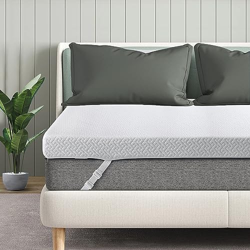 3 Inch Queen Memory Foam Mattress Topper Cooling Gel Infusion Ventilated Design Removable Bamboo Breathable and Washable Cover with Strap