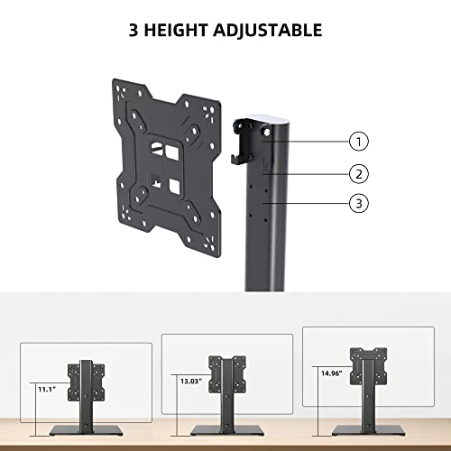 XINLEI Universal TV Stand Base, Table Top TV Stand for 17-43 Inch LCD/LED TVs, Height Adjustable Monitor Mount Stand with Tempered Glass Base Holds up to 88lbs VESA 200x200mm, TS103