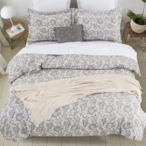 DAUAOTO Twin XL 68"X92" Duvet Cover Set, Cotton Farmhouse Print Bedding for Twin Extra Long Bed, Gray Paisley Pattern