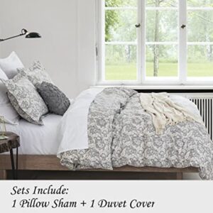 DAUAOTO Twin XL 68"X92" Duvet Cover Set, Cotton Farmhouse Print Bedding for Twin Extra Long Bed, Gray Paisley Pattern