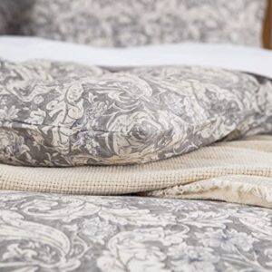 DAUAOTO Twin XL 68"X92" Duvet Cover Set, Cotton Farmhouse Print Bedding for Twin Extra Long Bed, Gray Paisley Pattern