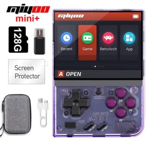 miyoo mini plus retro handheld game console 3.5-inch ips screen with wifi and 10000+ games (purple 128g)