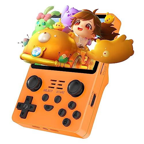 SERYUB RGB20S Handheld Game Console 3.5 inch HD Screen, Retro Consoles Classic Emulator Gaming Pre-Installed System Plug-in Headphones Preinstalled Hand Held Video Games System 64GB (Yellow)