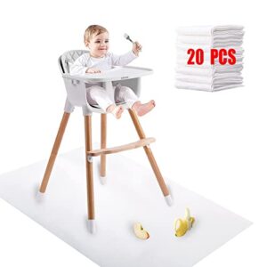 disposable baby splat mat for under high chair, 20 packs large waterproof spill floor mat, portable play mat and table cloth