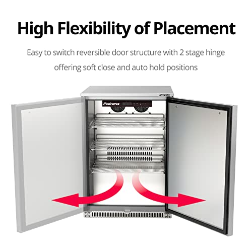 Frostronics 24 Inch 168 Cans Outdoor Beverage Refrigerator, 5.47 cu. ft. Built-in Beverage Cooler with Easy-Swap Reversible Door, 26°F Outdoor Beverage Fridge, SUS304, Lockable, ETL & NSF7 Certified