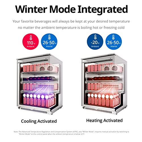 Frostronics 24 Inch 168 Cans Outdoor Beverage Refrigerator, 5.47 cu. ft. Built-in Beverage Cooler with Easy-Swap Reversible Door, 26°F Outdoor Beverage Fridge, SUS304, Lockable, ETL & NSF7 Certified