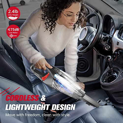 Handheld Vacuum Cordless Rechargeable 9KPA, Hand Held Vacuum with 2 Filters, LED, Lightweight Car Vacuum Dust Busters Cordless Rechargeable, Portable Hand Vacuum Cleaner for Car/Stairs/Pet