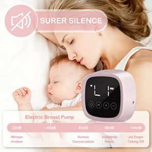 Bilateral Breast Pump Automatic Massage Silent Breast Pump LCD Touch Screen Large Suction Breast Collector, 3 Modes & 9 Levels,22mm (Pink)