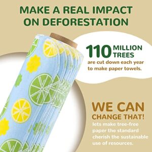 BOJUST Reusable Paper Towels Washable Roll-12 Pieces Eco Cotton Paperless Paper Towels | Napkins Cloth Paper Towels for Kitchen | Zero Waste Products Alternative Paper Towel(Light Lemon, 12 Towels)