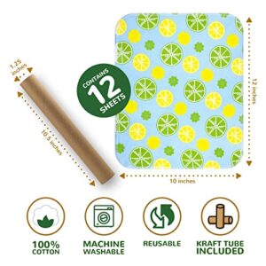 BOJUST Reusable Paper Towels Washable Roll-12 Pieces Eco Cotton Paperless Paper Towels | Napkins Cloth Paper Towels for Kitchen | Zero Waste Products Alternative Paper Towel(Light Lemon, 12 Towels)