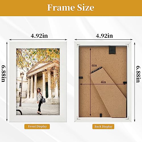 4x6 Picture Frame Set of 10, Wood Photo Frame for 4x6 Pictures, Tabletop or Wall Mount Display Picture Frames for Prints, Photos, Paintings, Landscape and Kids Artwork (White)