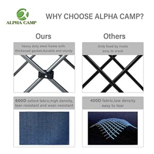 ALPHA CAMP Oversized Camping Chair Double Folding Chair Heavy Duty Loveseat Camp Chair 2 Person Support 450 LBS for Adults Outdoor