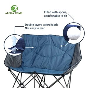 ALPHA CAMP Oversized Camping Chair Double Folding Chair Heavy Duty Loveseat Camp Chair 2 Person Support 450 LBS for Adults Outdoor