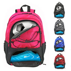 dafisky youth soccer backpack - soccer bag with shoes and ball compartment sport equipment bags for football volleyball basketball