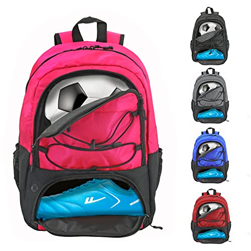 DAFISKY Youth Soccer Backpack - Soccer Bag with Shoes and Ball Compartment Sport Equipment Bags for Football Volleyball Basketball