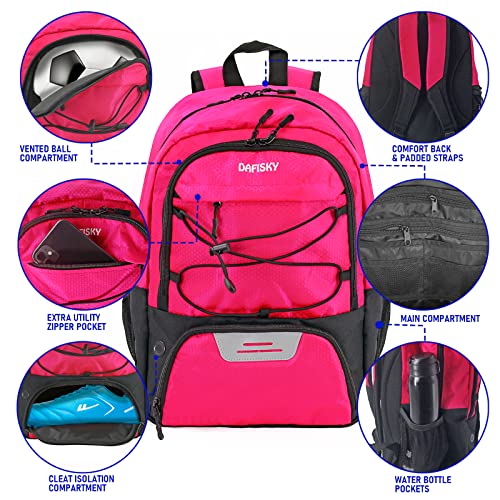 DAFISKY Youth Soccer Backpack - Soccer Bag with Shoes and Ball Compartment Sport Equipment Bags for Football Volleyball Basketball