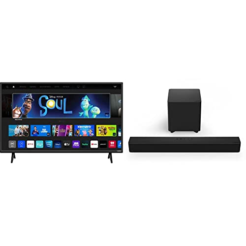 VIZIO 40-inch D-Series Full HD 1080p Smart TV, D40f-J09, 2022 Model & VIZIO V-Series 2.1 Compact Home Theater Sound Bar with DTS Virtual:X, Bluetooth, Wireless Subwoofer - V21t-J8