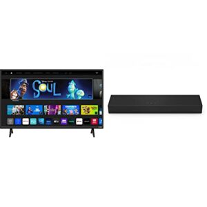 vizio 40-inch d-series full hd 1080p smart tv, d40f-j09, 2022 model & vizio 2.0 home theater sound bar with dts virtual:x, bluetooth - sb2020n-j6