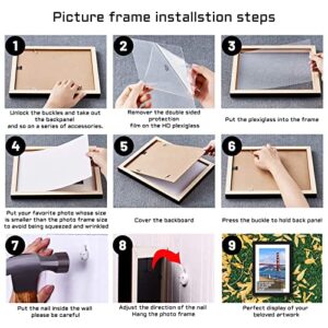 POUYCIW 12x16 inch Wood Picture Frame for Wall Hanging Square Photo Frames with Mats 10x14 inch Pictures for Baby Scan,Poster,Decoration,Anniversary,Wedding,Christmas,Diamond Painting(Black)