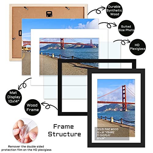 POUYCIW 12x16 inch Wood Picture Frame for Wall Hanging Square Photo Frames with Mats 10x14 inch Pictures for Baby Scan,Poster,Decoration,Anniversary,Wedding,Christmas,Diamond Painting(Black)