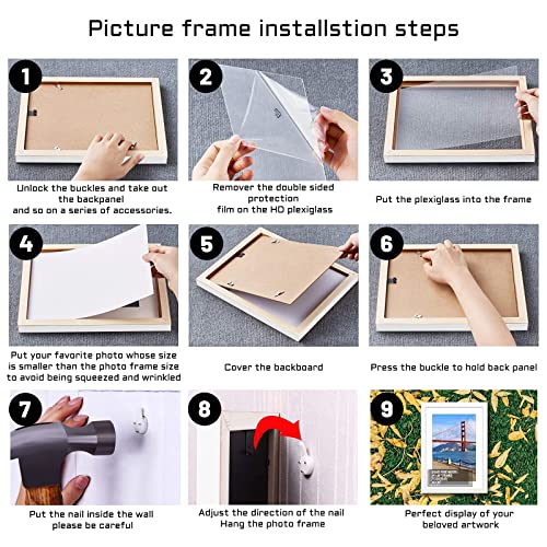 POUYCIW 12x16 inch Wood Picture Frame for Wall Hanging Square Photo Frames with Mats 10x14 inch Pictures for Baby Scan,Poster,Decoration,Anniversary,Wedding,Christmas,Diamond Painting(White)