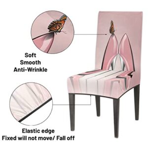 High Heel Chair Covers for Dining Room Set of 4 Color High Heel Butterfly Stretchable Washable Removable Kitchen Chair Slipcovers Protector for Dining Room Hotel Ceremony Party Wedding