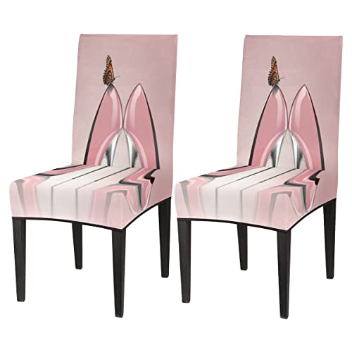 High Heel Chair Covers for Dining Room Set of 4 Color High Heel Butterfly Stretchable Washable Removable Kitchen Chair Slipcovers Protector for Dining Room Hotel Ceremony Party Wedding