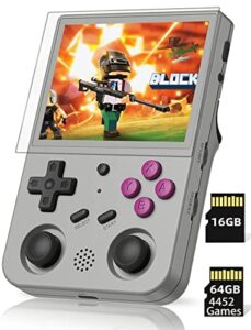 rg353v handheld game console with dual os android 11 and linux, retro handheld game console built-ind 64g tf card 4556 games, support 5g wifi 4.2 bluetooth, streaming and hdmi 3.5 inch (rg353v grey)