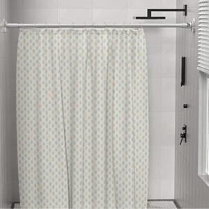 SMODBRODRE Shower Curtain Rod - 32-80 Inch Nickel Spring Tension Shower Curtain Rods for Bathroom with Shower Rod Holders, 1 Inch Stainless Steel Shower Curtain Rod No Drill, Non-slip