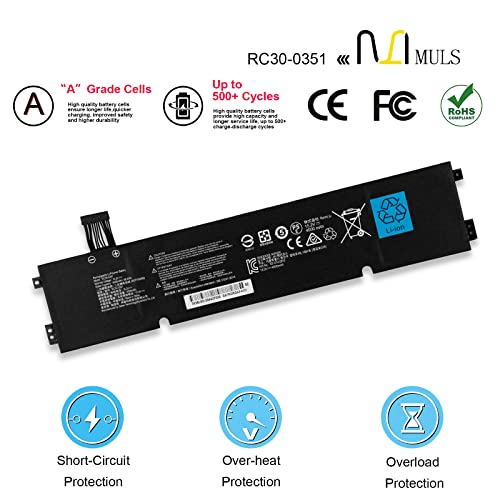 RC30-0351 Battery Replacement for Razer Blade 15 Base 2020 2021 RZ09-0369x RZ09-0351 Notebook Series 4ICP7/63/69 Notebook RC30-0351 RZ09-0351 9E11 RZ09-03519E11 Gaming Laptop Battery 60.8Wh 4000mAh