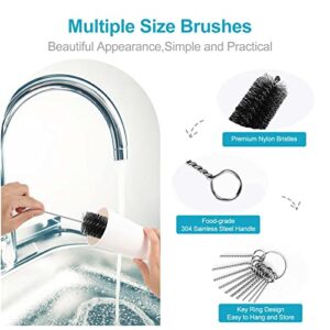 10PCS Straw Cleaner Brushes, 8 Inch Tube Cleaning Brush and Nylon Pipe Brush Set, Small Bottle Cleaning Brushes for Narrow Neck Sippy Cups Straws Teapot Nozzle(Black)