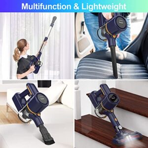 POWEART Cordless Vacuum Cleaner, 6 in 1 Multifunction Cordless Stick Vacuum, 2200mAh Vacuum Cleaner Rechargeable, Lightweight Vacuum Cleaner Hardwood Floor Pet Hair Home - Telescopic