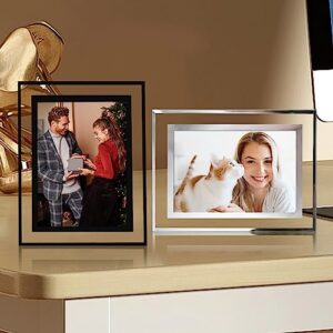 Egofine 5x7 Picture Frames Set of 4, Glass Picture Frames Black Clear Wedding Photo Frames for Tabletop Display Vertically or Horizontally