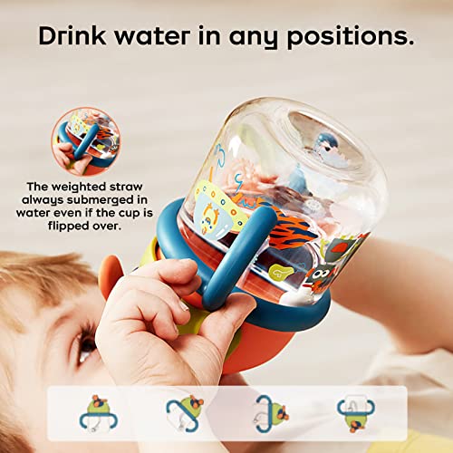 bc babycare Sippy Cup for Baby, No Spill Windmill Sippy Cups for Toddlers, Breakproof Tritan Toddler Sippy Cups with Silicone Soft Tip Straw and Handles for Infant, BPA Free 8.8oz