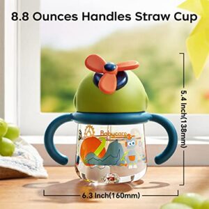 bc babycare Sippy Cup for Baby, No Spill Windmill Sippy Cups for Toddlers, Breakproof Tritan Toddler Sippy Cups with Silicone Soft Tip Straw and Handles for Infant, BPA Free 8.8oz