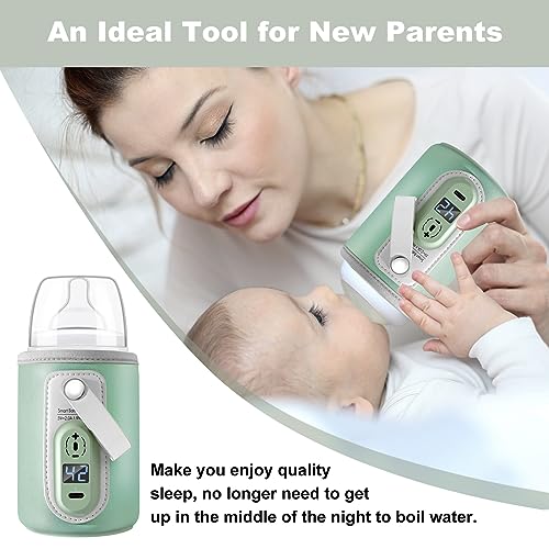 Portable Bottle Warmer, Bottle Warmer for Baby, USB Breast Milk Bottle Heater with LCD Display, 6 Adjustable Levels, Bottle Warm Helper on The go for Milk, Breast Milk, Water