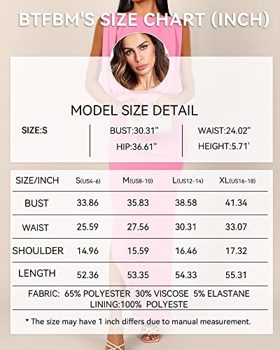 BTFBM Women Sleeveless Ruched Bodycon Dress 2023 Summer High Waist Asymmetrical Slit Formal Party Cocktail Maxi Dresses(Solid Pink, Small)