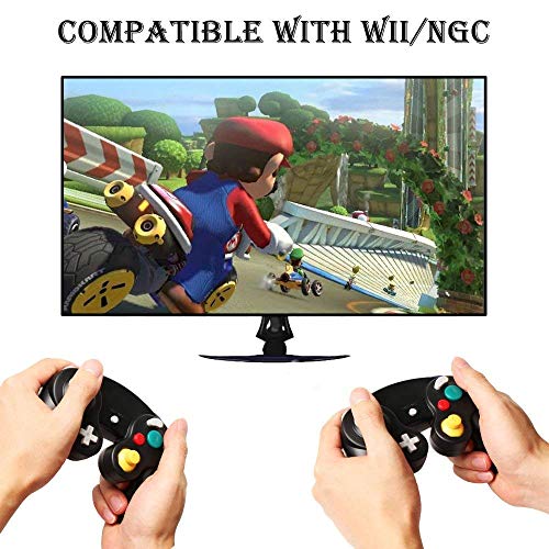 Reiso Gamecube Controller, 2 Pack NGC Classic Wired Controller for Wii Game cube Console (Clear Purple and Green)