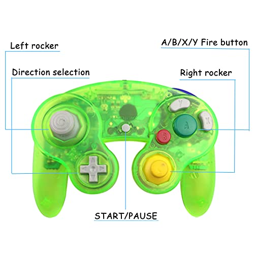 Reiso Gamecube Controller, 2 Pack NGC Classic Wired Controller for Wii Game cube Console (Clear Purple and Green)