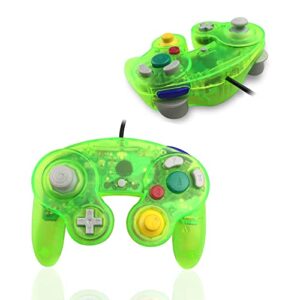 Reiso Gamecube Controller, 2 Pack NGC Classic Wired Controller for Wii Game cube Console (Clear Purple and Green)