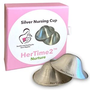 hertime2 silver nursing cups − purest 99.9% silver nipple shields for breastfeeding newborn protecting soothing healing silver nursing cups for sore nipples silver nipple covers